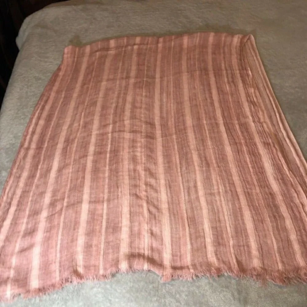 NWT TRUE CRAFT Women's Blush Acrylic Blend Scarf W/Frayed Edge 79 L x 42 W
